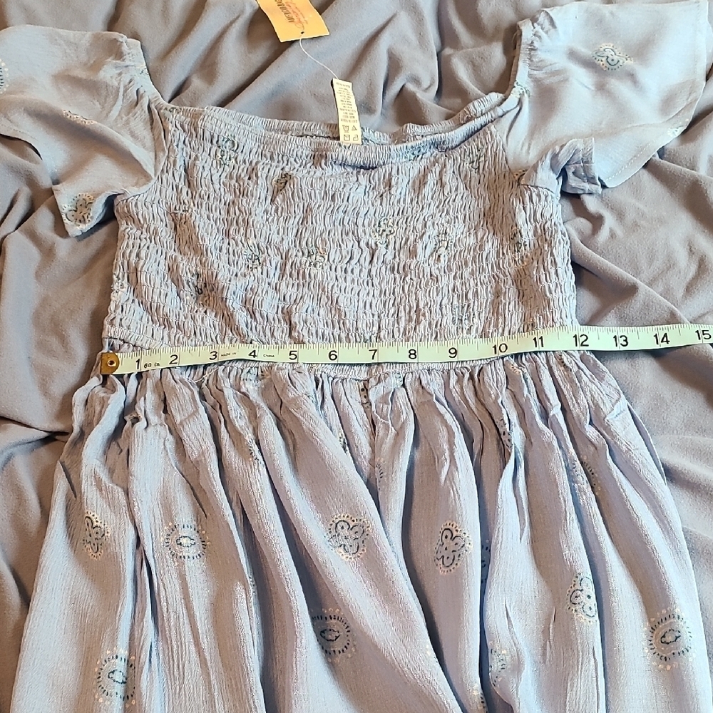 American Rag Juniors Small Blue Embroidered Women's Smocked Dress NWT - Picture 7 of 10